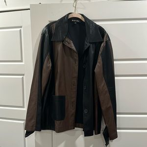 Black and brown leather jacket